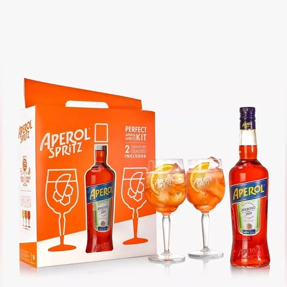 New Aperol Spritz Cocktail Glasses Set Of 2 - Picture 1 of 14